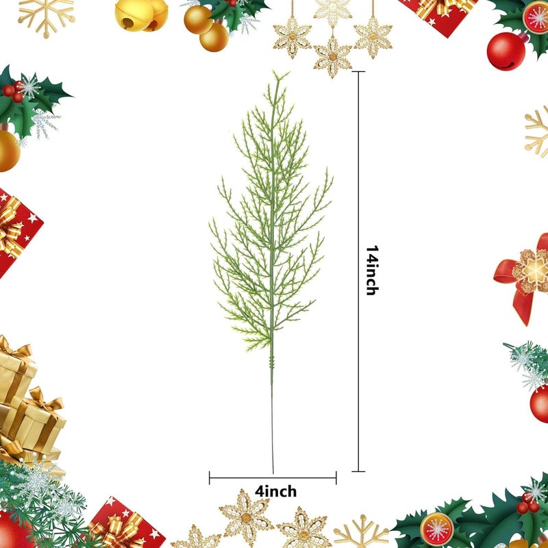 Alpurple 60 Pcs Artificial Pine Branches- 13.7 Inches Fake Greenery Pine Sprigs- Plastic Faux Pine Picks for Christmas DIY Garland Wreath Floral Home Garden Decoration - Image 2